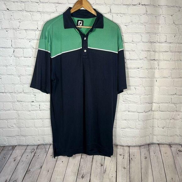 FootJoy Mens Blue Green Colorblock Golf Polo size L Large Style 25541 - Picture 1 of 8
